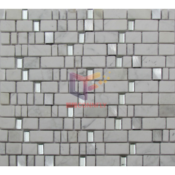 Glass and Aluminium Mix White Marble Mosaic (CS225)